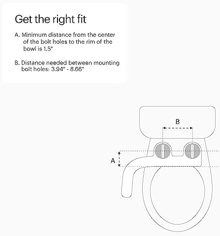 Brondell Fresh Spa Adjustable, Bidet Attachment FSA-25 for Toilet Seats with Adjustable Single Nozzle, Side Arm Control, Thin Profile, White (Dual Temperature)