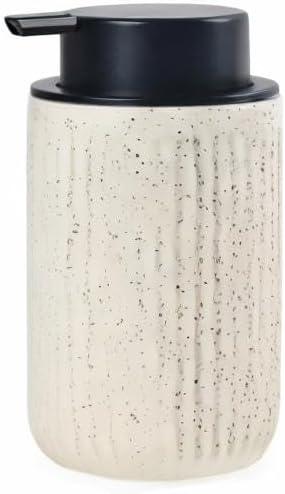 BosilunLife Dish Hand Soap Dispenser - Liquid Pump Soap Dispenser for Bathroom 12oz Ceramic Kitchen Dish Dispenser with Rust-Proof Liquid Pump Modern Refillable Lotion Bottles, Beige - ModernBath