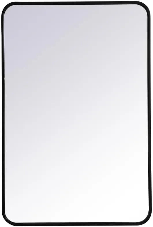 ARS Concepts Aura, Soft Corner Metal Rectangular Mirror 24X36 Inch in, Modern, Black - ModernBath