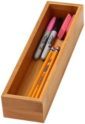 YBM Home Bamboo Drawer Organizer Storage Box for Kitchen Drawer, Junk Drawer, Office, Bedroom, Children Room, Craft, Sewing, and Bathroom, 6 Pack 3x9x2 inch
