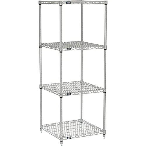 Nexel Adjustable Wire Shelving Unit, 4 Tier, NSF Listed Commercial Storage Rack, 24" x 24" x 63", Silver Epoxy - ModernBath