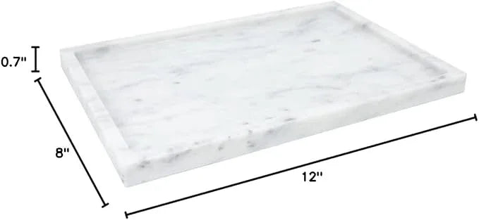 100% Natural Marble Serving Tray Luxury Marble Storage Tray for Home Decor Stone Tray for Bathroom/Kitchen/Vanity/Dresser,Plate Holder for Tissues, Candles, Towel - ModernBath