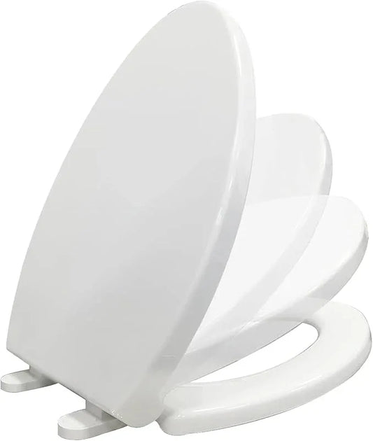 CYRRET Elongated Toilet Seat Slow Close, Easy to Install and Clean, Durable Plastic, White, Replacement Toilet Seats, Fits Standard Elongated, Obling or Oval Toilets - ModernBath