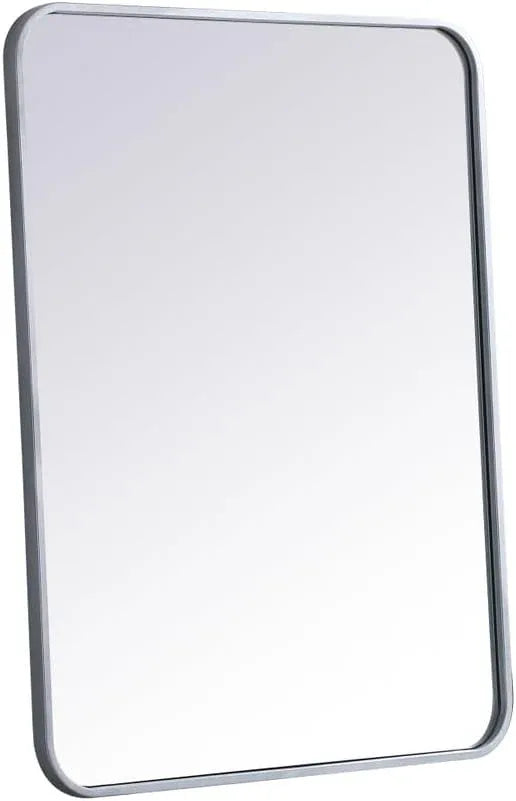 ARS Concepts Aura, Soft Corner Metal Rectangular Mirror 24X32 Inch in, Modern, Silver - ModernBath