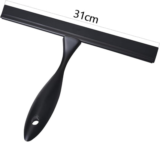 12'' Light Weight Stainless Steel Shower Squeegee for Glass Doors with 4 Pieces Set (1 Window Squeegee, 1 Door Hook and 2 Adhesive Hooks) Perfect Cleaning Tool for Car, Window, Bathroom Mirror