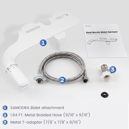 SAMODRA Ultra-Slim Hygienic Bidets Attachment for Existing Toilets - Adjustable Fresh Water Pressure Dual Nozzle (Frontal & Rear Wash) Easy to Install, Rose Gold