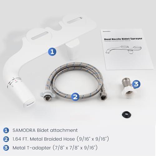 SAMODRA Ultra-Slim Hygienic Bidets Attachment for Existing Toilets - Adjustable Fresh Water Pressure Dual Nozzle (Frontal & Rear Wash) Easy to Install, Rose Gold - ModernBath