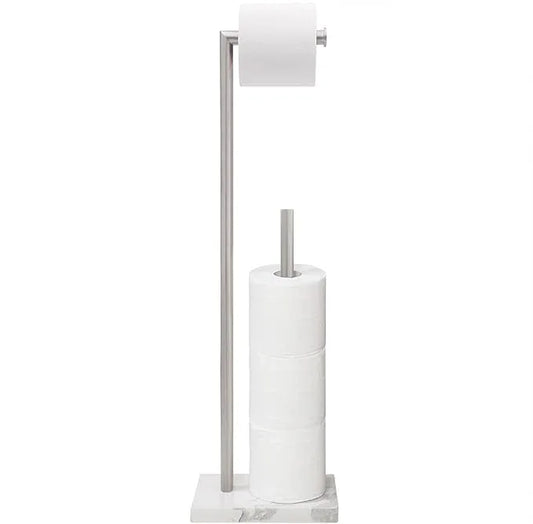Gzila Free Standing Toilet Paper Holder Stand with Reserve, Heavy Weighted Marble Base Design, Bathroom Stands Tissue Rolls Holder, 304 Stainless Steel Brushed Nickel - ModernBath
