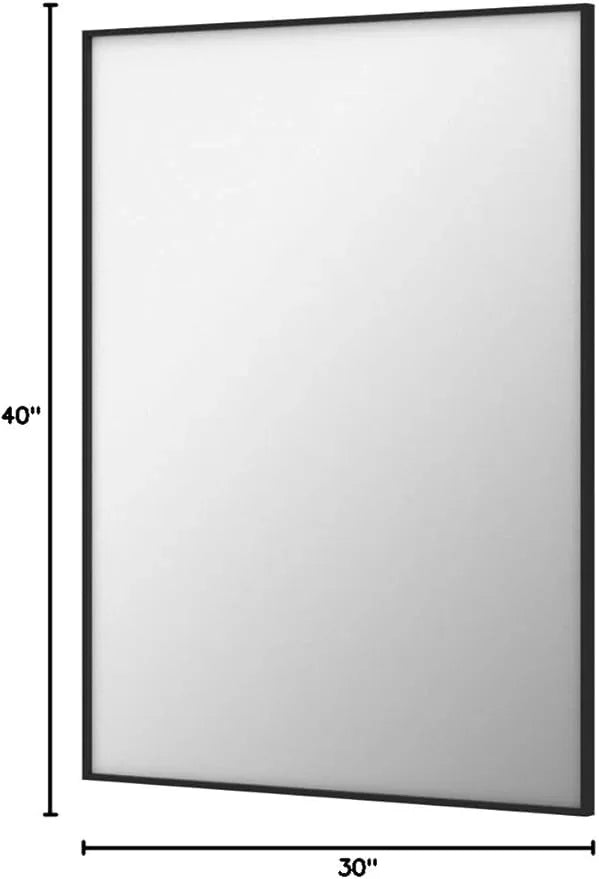 Bonverre 30x40 Inch Black Bathroom Mirror for Wall, Aluminum Frame Rectangle Rectangular Vanity Mirror, Modern Large for Bedroom, Living Room, Horizontal or Vertical - ModernBath