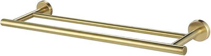 JQK Double Towel Bar 20.5 Inch, Brushed Gold Useable 18 Inch 304 Stainless Steel Thicken 0.8mm Towel Rack Bathroom, Towel Holder Wall Mount, TB100L18-BG - ModernBath