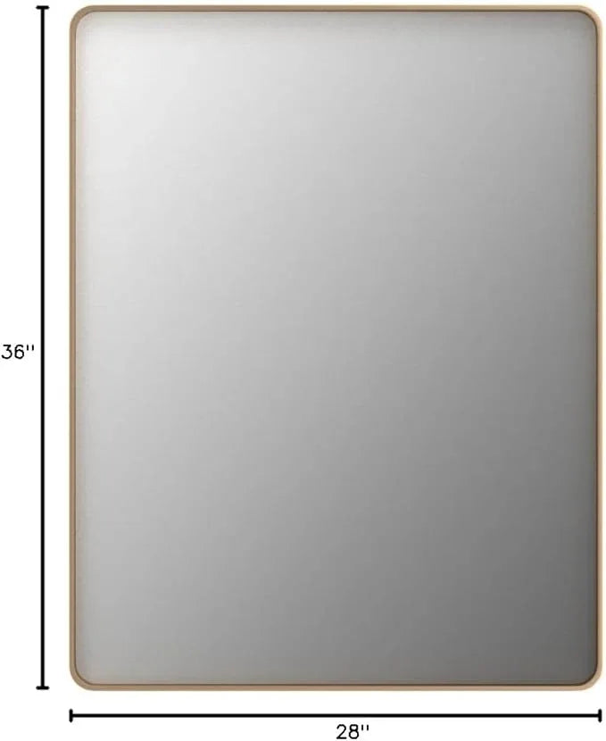 LOAAO 28”X36” Gold Bathroom Mirror, Rounded Rectangle Gold Frame Mirror, Brushed Gold Bathroom Vanity Mirror Wall-Mounted, Anti-Rust, Hangs Horizontally or Vertically - ModernBath