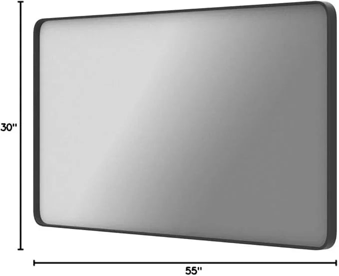 LOAAO Black Metal Framed Bathroom Mirror for Wall, Large 55X30 Inch Rounded Rectangle Mirror, Matte Black Bathroom Vanity Mirror Farmhouse, Anti-Rust, Tempered Glass, Hangs Horizontally or Vertically - ModernBath