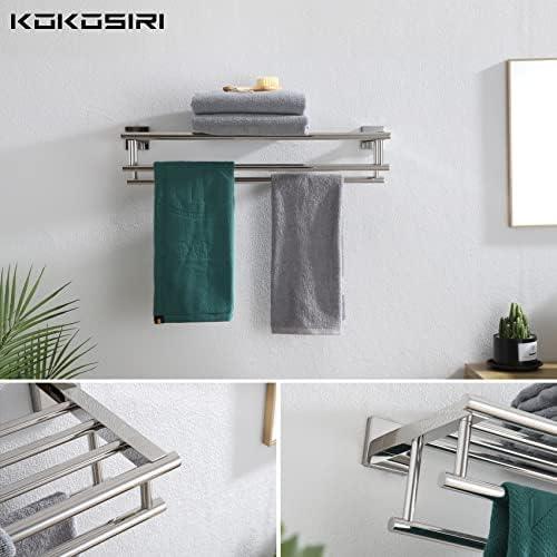 KOKOSIRI Bathroom Towel Rack Towel Holder 20 Inch Towel Shelf with Double Towel Bars Wall Mounted SUS 304 Stainless Steel, Polished Chrome, B6005CH-L20 - ModernBath