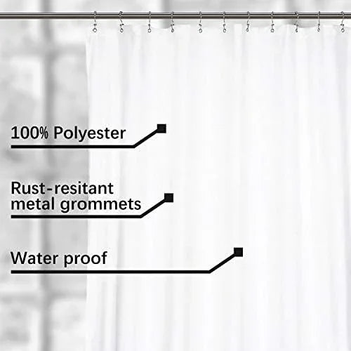 N&Y HOME Waterproof Fabric Clawfoot Tub Shower Curtain 180 x 70 inch All Wrap Around, 36 Hooks Included, Breathable Fabric, Machine Washable, White, 180x70 - ModernBath