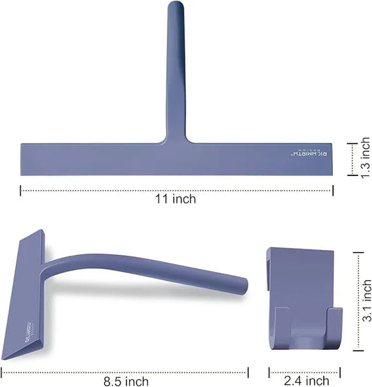 Bathroom Squeegee for Shower, Richmirth 11" Large Shower Squeegee for Glass Doors Silicone Rubber Blade Squeegee Cleaner Tool for Window, Car Glass, Mirror- Blue - ModernBath