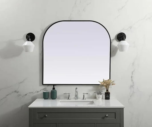Illuminate, Metal Frame Arch Mirror 36X34 Inch in, Modern, Black - ModernBath