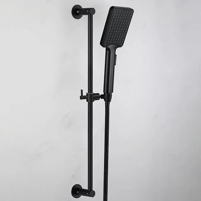 Shower Slide Bar Adjustable Handheld Shower Head Holder Wall Mount - 30inch All-Metal Shower Head Slide Bar Compatible with Bathroom Drill Free Glue Installation - Black - ModernBath