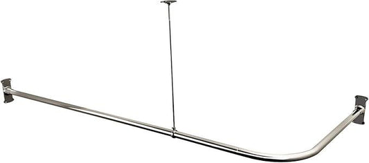 Artiwell L Shaped Shower Curtain Rod, Bathroom Bathtub Corner Shower Curtain Rod with Ceiling Support (CHROME PLATED) - ModernBath
