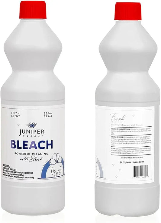 Juniper, 33 Fl Oz Liquid Bleach for Bright Whites, Fresh Scent Surface Cleaner for Bathroom, Kitchen, All Purpose Cleaner with Bleach (Pack of 12), Total 396 Ounce - ModernBath