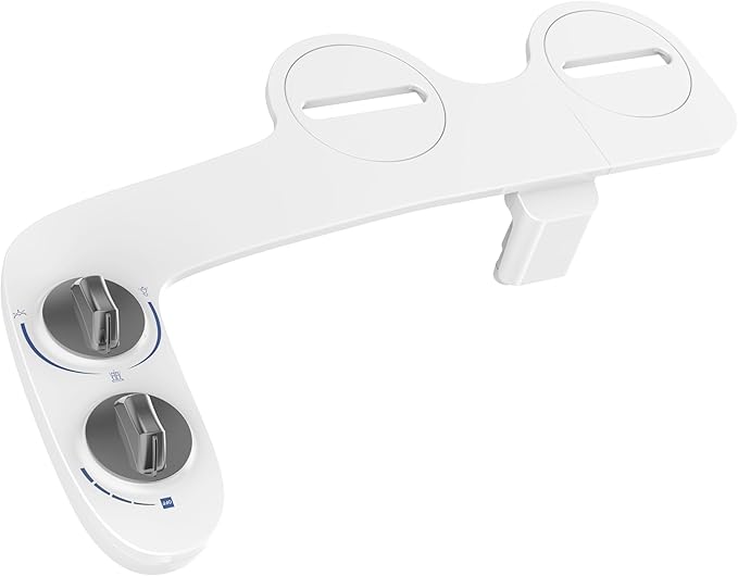 Bidet Attachment for Toilet, Toilet Bidet with Dual Self-Cleaning Nozzles, Rear and Feminine Wash, Adjustable Spray Pressure, Easy Installation, Hygienic Bathroom Accessory, Grey