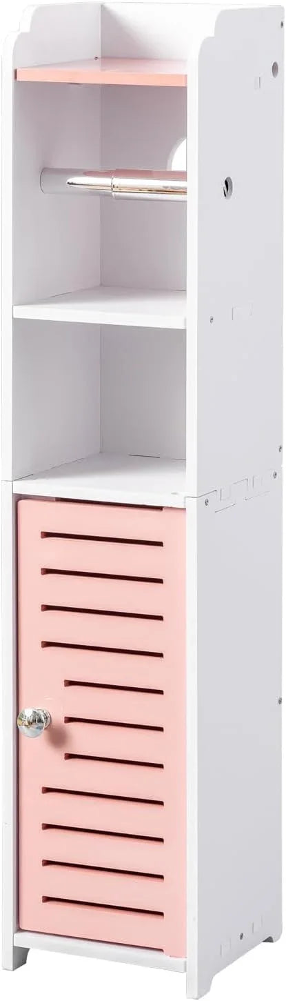 AOJEZOR Toilet Paper Holder Stand: Small Bathroom Storage Cabinet - Rose Dawn - White - ModernBath