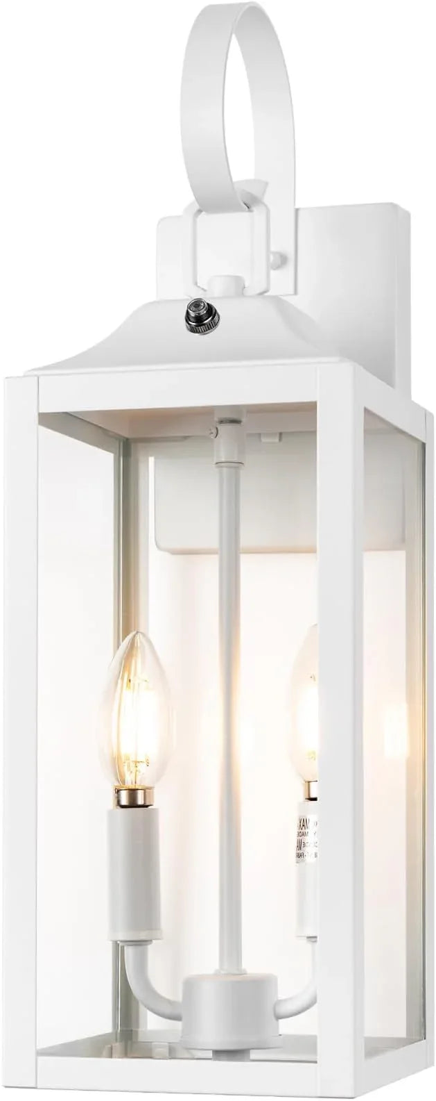 White Dusk to Dawn Outdoor Wall Lantern 2-Light, 19" Large Outside Modern Wall Sconce Light Fixture, Industrial Porch Light Wall Mount with Glass, Waterproof Farmhouse Exterior Lamp Lighting - ModernBath