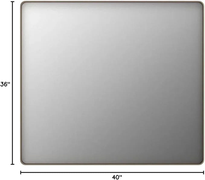 LOAAO 40”X36” Bronze Bathroom Mirrors for Vanity, Rounded Rectangle Brushed Bronze Metal Frame Mirror, Anti-Rust, Tempered Glass, Hangs Horizontally or Vertically - ModernBath