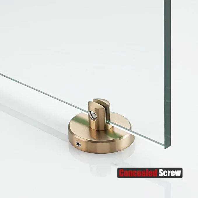 JQK Corner Glass Shelf, Champagne Bronze Bathroom 304 Stainless Steel Shower Triangle Floating Wall Shelf, 10 x 10 Tempered Glass, 2 Pack, TGS190L10-CB-P2 - ModernBath