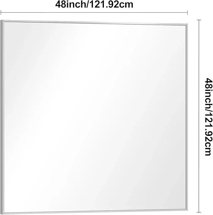 BONEWEI Silver Bathroom Mirror,48x48 inch Wall Mirror for Bathroom Wall Mounted,Large Rectangle Mirror for Bathroom Over Sink,Modern Metal Frame for Living Room,Bedroom Entryway,Horizontal/Vertical - ModernBath