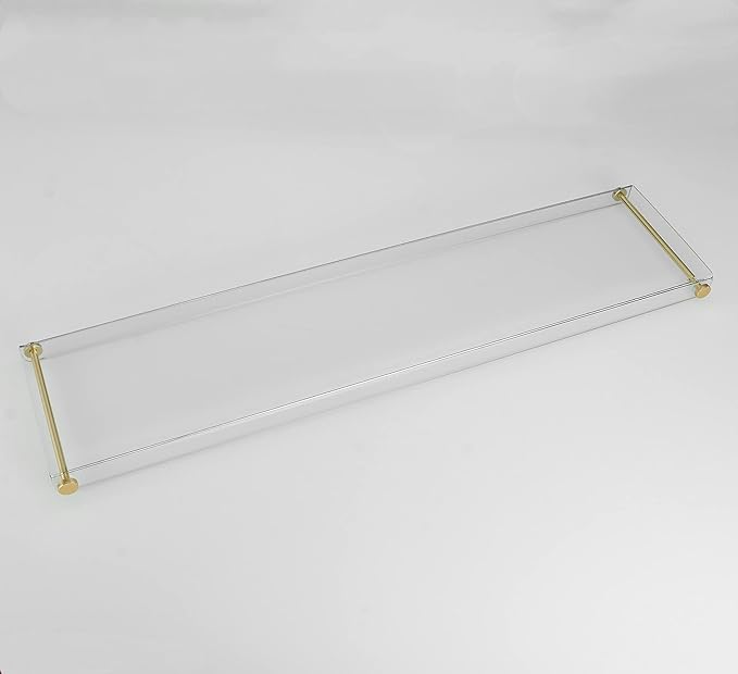 Bathtub Tray Clear Caddy Rack: Acrylic Tub Tray Shelf with Gold Rails to Hold Book Phone Candle Wine - Waterproof Bathtub Accessories, Luxury Gifts for Women
