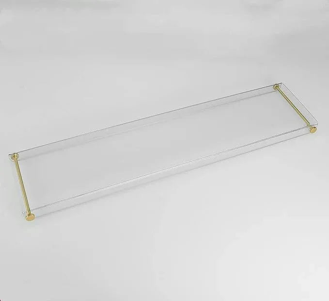Bathtub Tray Clear Caddy Rack: Acrylic Tub Tray Shelf with Gold Rails to Hold Book Phone Candle Wine - Waterproof Bathtub Accessories, Luxury Gifts for Women - ModernBath