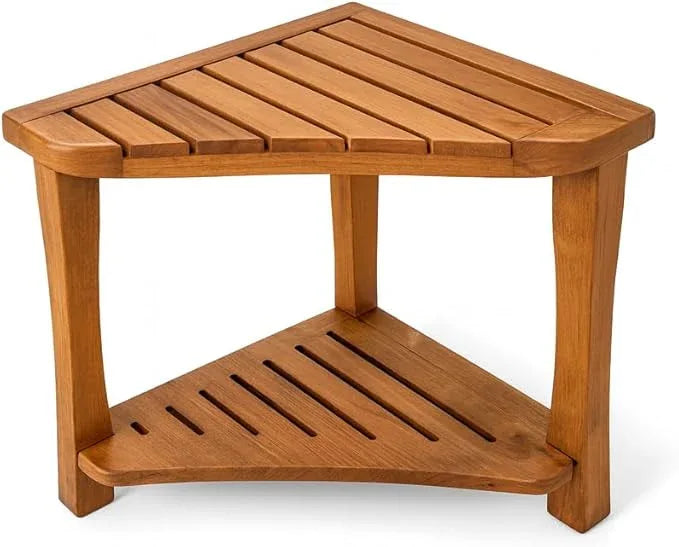 Teak Shower Bench for Inside Shower - 100% Grade A Solid Teak Wood Shower Stool, Waterproof Wooden Bath Bench Seat with Storage Shelf, Non-Slip Spa Chair - ModernBath