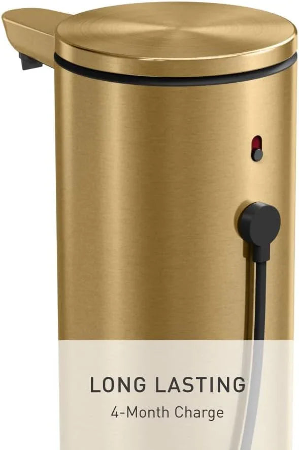 simplehuman 9 oz. Touch-Free Automatic Rechargeable Sensor Pump, Brass Stainless Steel, New - ModernBath