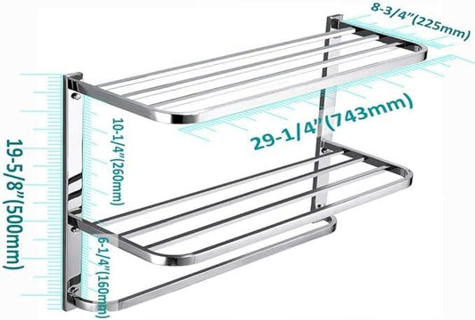 30 Inch Bathroom Towel Rack Towel Bar, 2-Tier Towel Rack Floating Shelf for House Lavatory and Hotel, Mounting Hardware Included,Polished Chrome - ModernBath