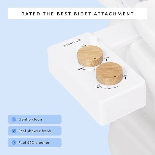 TUSHY Spa Self-Cleaning Warm Water Toilet Bidet Attachment. Adjustable Nozzle, Angle & Pressure Control. Easy DIY Home Install, Requires Sink Access for Optional Warm Water Control. (Biscuit/Platinum) - ModernBath