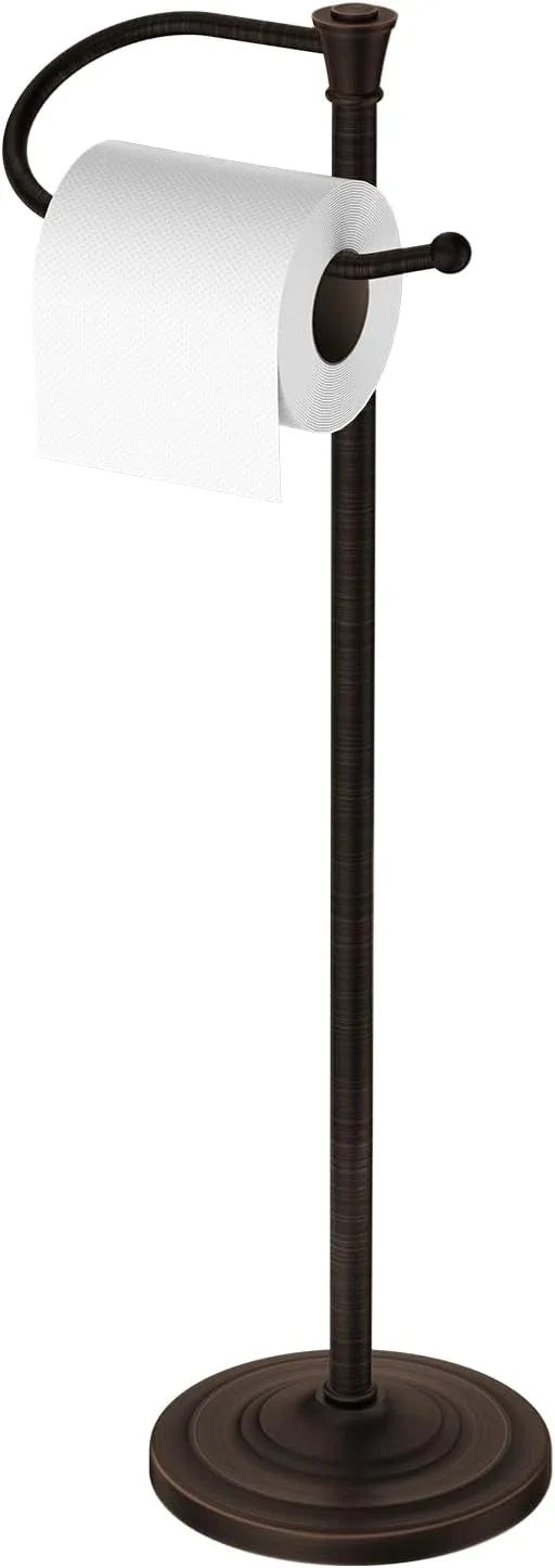 Toilet Paper Holder Free Standing, 25” H Stainless Steel Oil Rubbed Bronze Toilet Paper Stand, Weighted Base Floor Tissue Roll Holder for Bathroom,Toilet Roll Stand - ModernBath