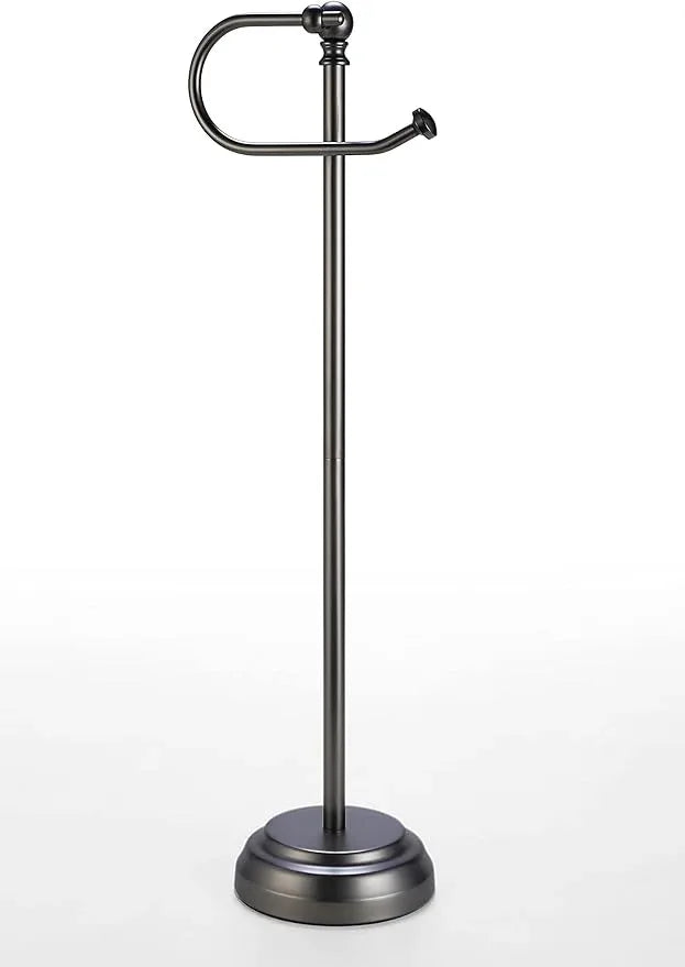 SunnyPoint Classic Bathroom Free Standing Toilet Tissue Paper Roll Holder Stand (Black Nickel) - ModernBath