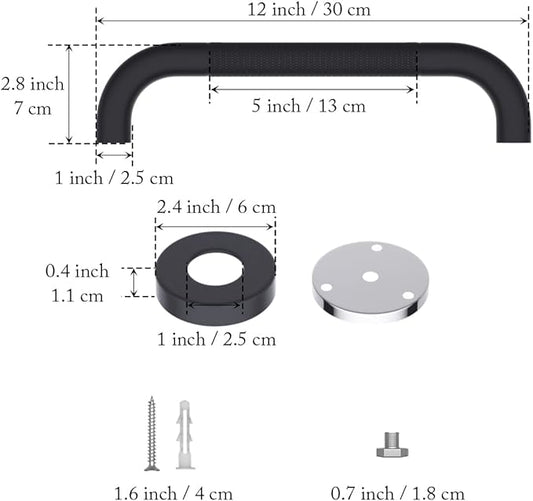 12 Inch Shower Grab Bar Oil Rubbed Black, Munzong Anti Slip Bathroom Grab Bar, Knurled Bathroom Balance Bar, Safety Hand Rail Support Handicap Elderly Injury Senior Assist Bath Handle