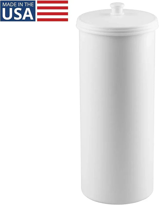 iDesign Freestanding Bathroom Toilet Paper Storage Holder with Lid for 3 Extra Rolls, White - ModernBath