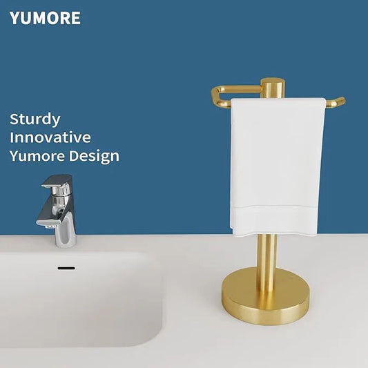 YUMORE Hand Towel Holder Stand Countertop Towel Rack Free Standing Towel Bar Hanger for Bathroom Kitchen (Gold) - ModernBath