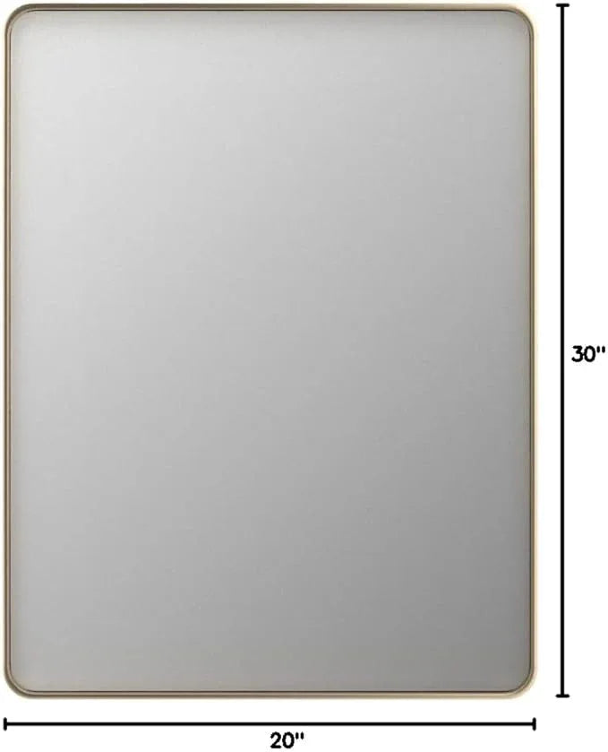 LOAAO 20”X30” Gold Bathroom Mirror, Rounded Rectangle Gold Frame Mirror, Brushed Gold Bathroom Vanity Mirror Wall-Mounted, Anti-Rust, Hangs Horizontally or Vertically - ModernBath