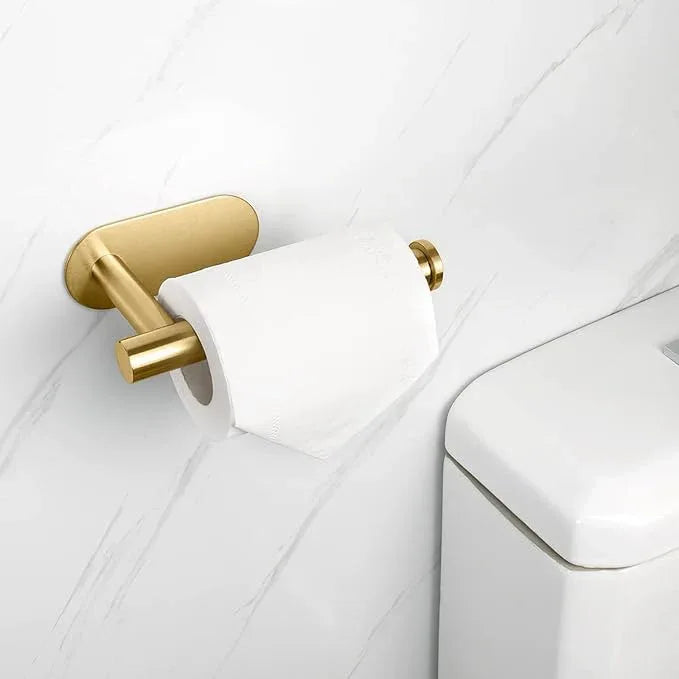 NearMoon Toilet Paper Holder Self Adhesive, Premium Thicken SUS304 Stainless Steel Rustproof Adhesive Toilet Roll Holder no Drilling for Bathroom, Kitchen, Washroom (2 Pack, Brushed Gold) - ModernBath