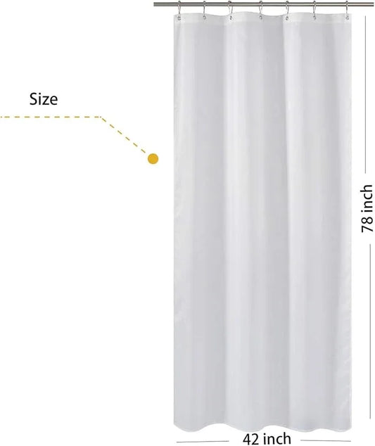 N&Y HOME Fabric Shower Curtain Liner Long Stall Size 42 Width x 78 Length inches, Hotel Quality, Washable, White, 42x78 - ModernBath