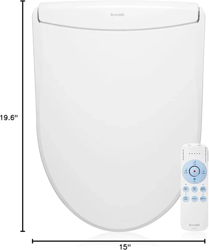 Brondell LS1800-RW Swash Electric Bidet Toilet Seat with Oscillating Stainless Steel Nozzle, Warm Air Dryer, Heated, Night Light, Gentle Close Lid, Thin Profile, Remote Control, Round - ModernBath