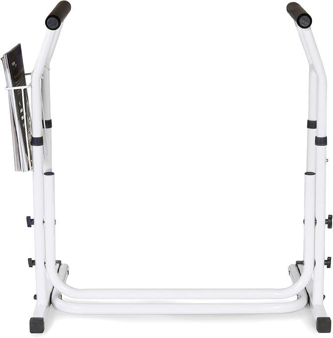 FSA/HSA Eligible, Vaunn Medical Bathroom Patented Height Adjustable Height Toilet Rail Grab Bar and Commode Safety Frame Handle