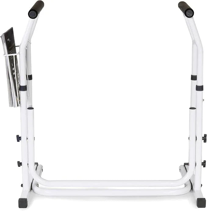FSA/HSA Eligible, Vaunn Medical Bathroom Patented Height Adjustable Height Toilet Rail Grab Bar and Commode Safety Frame Handle - ModernBath