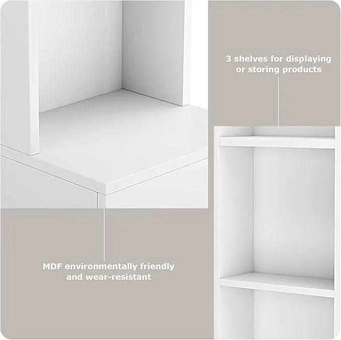 BNSPLY Tall Bathroom Cabinet, Narrow Slim Linen Cabinet with 3 Tier Open Shelves and Drawer, Free Standing Linen Tower for Bathroom, Living Room, Kitchen (White 13.4" W x 13" D x 70" H) - ModernBath