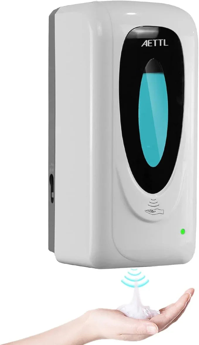 AETTL Touchless Automatic Foaming Hand Soap Dispenser Wall Mount, Motion Sensor Foam Liquid Refill Bottle Sanitizer Dispensing for Bathroom Kitchen Home Farmhouse Station 1306-s - ModernBath