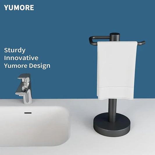 YUMORE Hand Towel Holder Stand Countertop Towel Rack Free Standing Towel Bar Hanger for Bathroom Kitchen Pro Max Matte Black - ModernBath