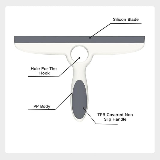 EHOMGUI Shower Squeegee for Glass Doors & Walls - 10" Squeegee with Adhesive Hook - Pack of 2/Gray